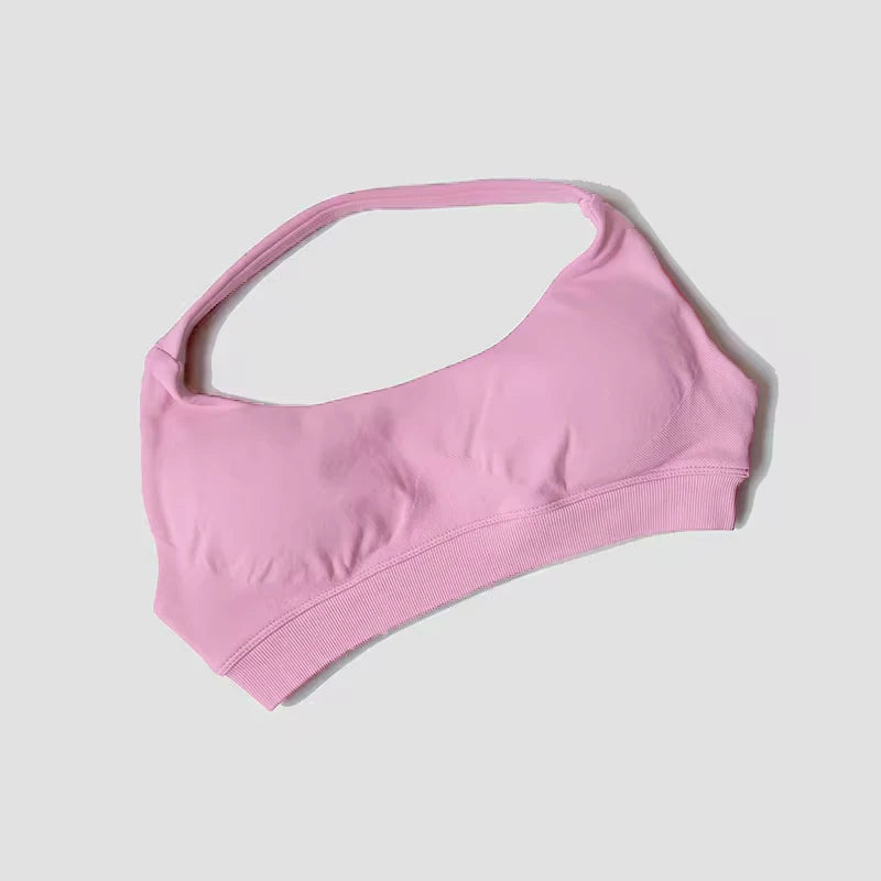 Sujetador deportivo sin costuras con cuello halter para mujer, sujetador push up de alta sujeción con espalda abierta, ropa deportiva para gimnasio, camiseta sin mangas para fitness, yoga y entrenamiento.