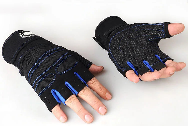 Guantes de gimnasio para hombres y mujeres, para fitness, levantamiento de pesas, muñequeras, entrenamiento de culturismo, deportes, ejercicio, ciclismo, a prueba de golpes.