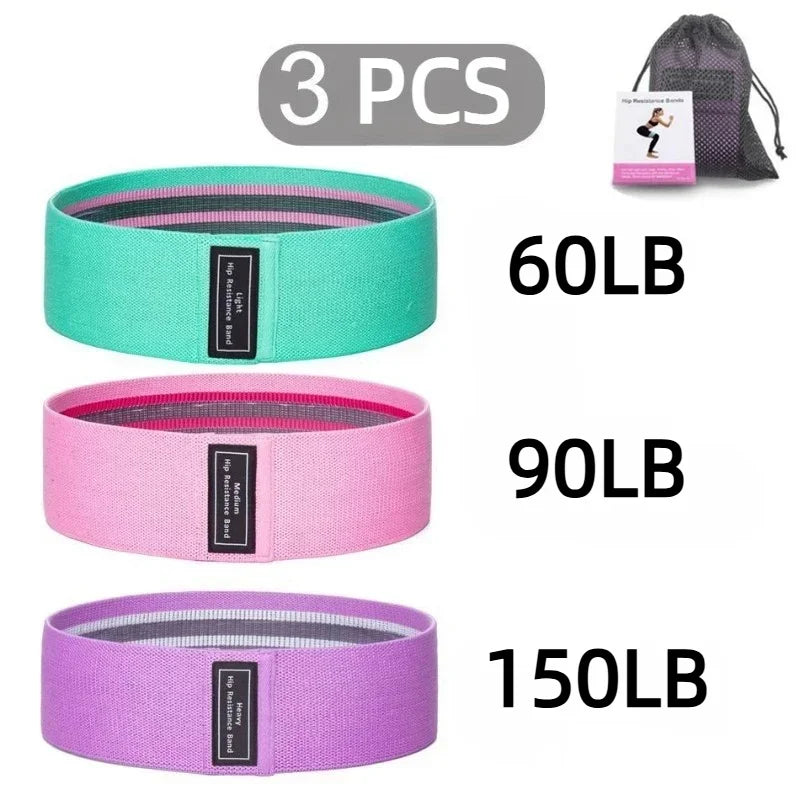 3 bandas elásticas de tela para glúteos, muslos y caderas, para entrenamiento de sentadillas, estiramientos circulares, bandas de fitness, equipo de yoga y gimnasio.