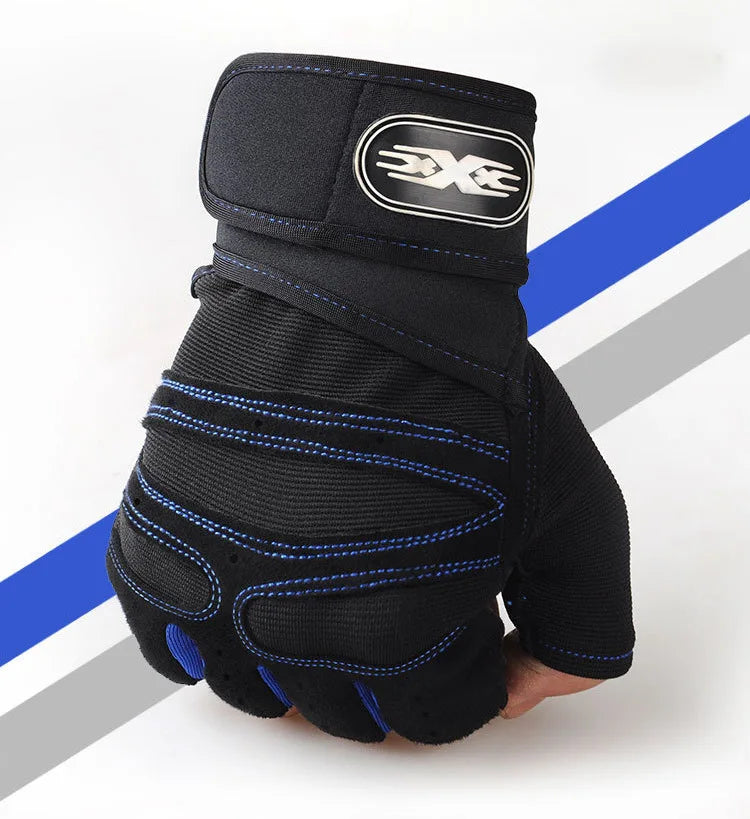 Guantes de gimnasio para hombres y mujeres, para fitness, levantamiento de pesas, muñequeras, entrenamiento de culturismo, deportes, ejercicio, ciclismo, a prueba de golpes.