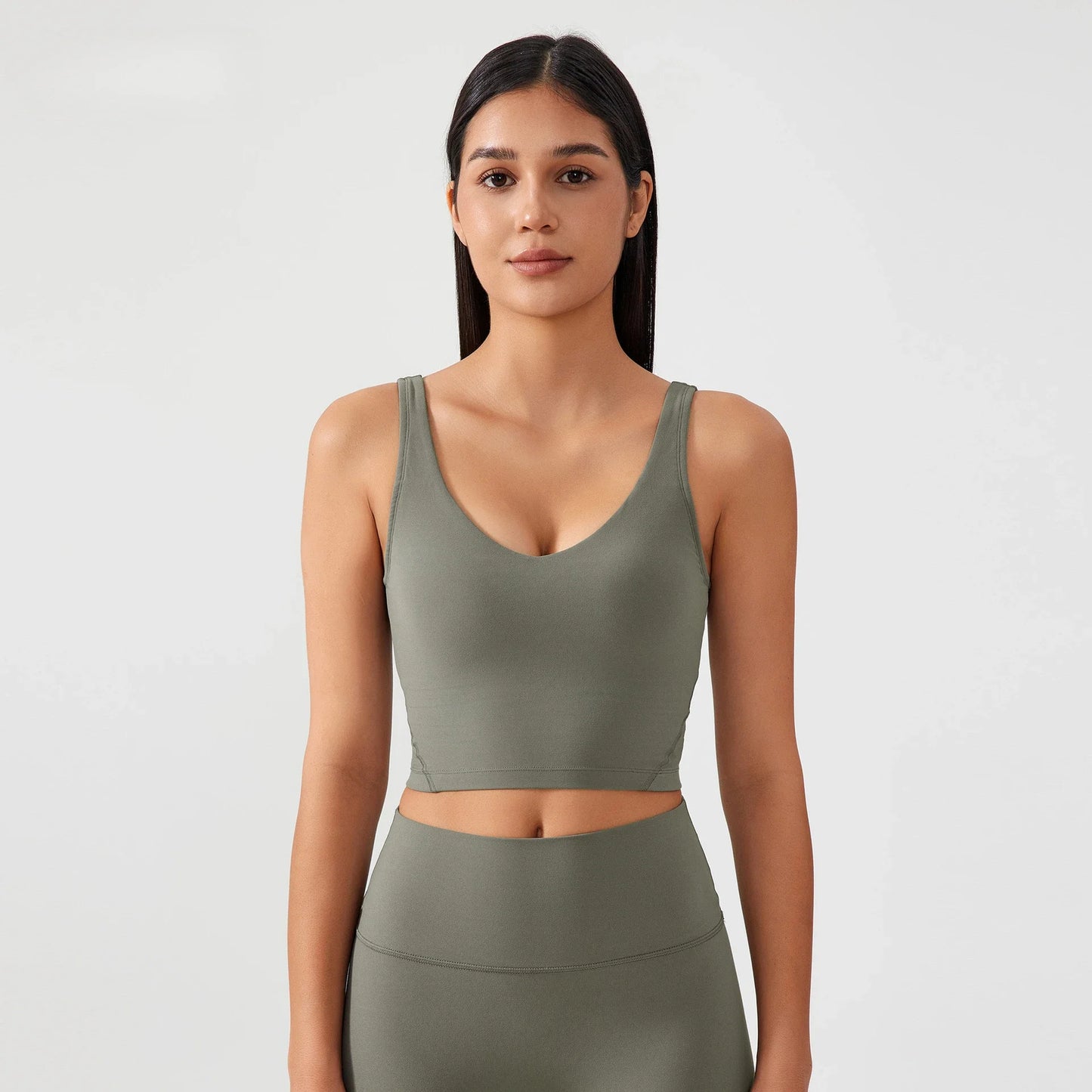 Sujetador deportivo para mujer, top de yoga con almohadilla fija para el pecho, chaleco de gimnasio a prueba de golpes, ropa de entrenamiento, top corto de fitness con espalda en forma de U