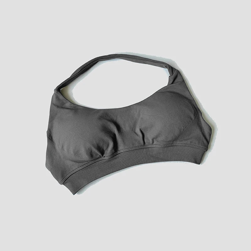 Sujetador deportivo sin costuras con cuello halter para mujer, sujetador push up de alta sujeción con espalda abierta, ropa deportiva para gimnasio, camiseta sin mangas para fitness, yoga y entrenamiento.