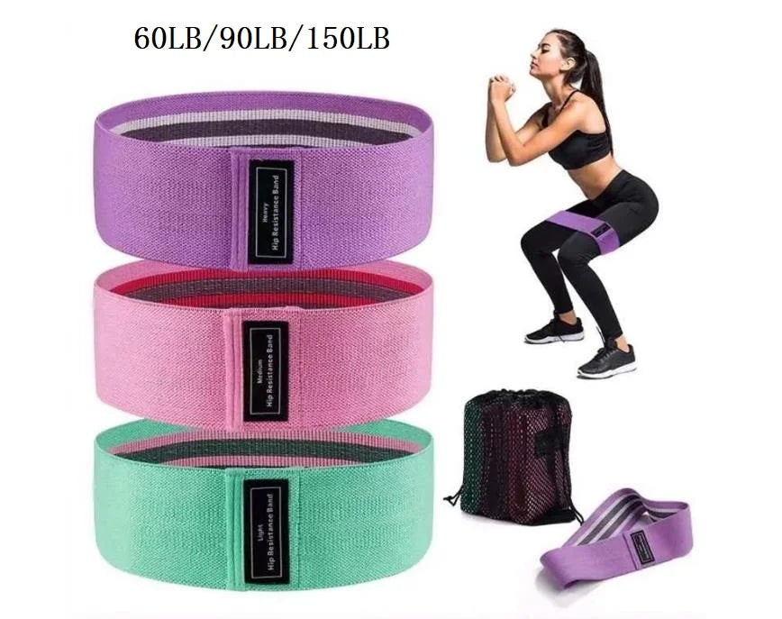 3 bandas elásticas de tela para glúteos, muslos y caderas, para entrenamiento de sentadillas, estiramientos circulares, bandas de fitness, equipo de yoga y gimnasio.