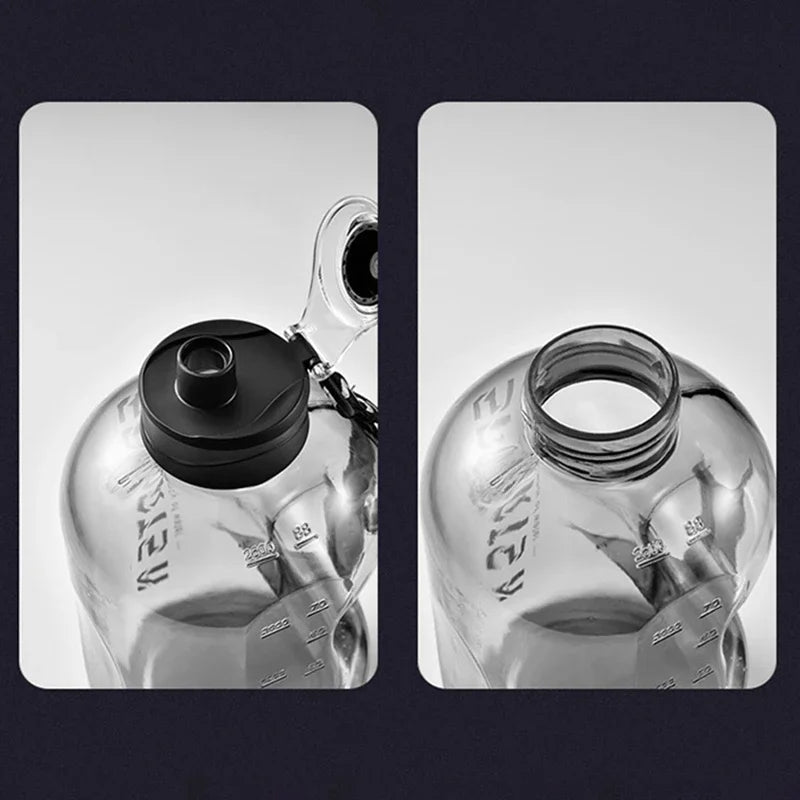 Botella de agua deportiva de 1,7 l/2,7 l para gimnasio, ciclismo, portátil, de gran capacidad, para fitness, camping, para hombre.