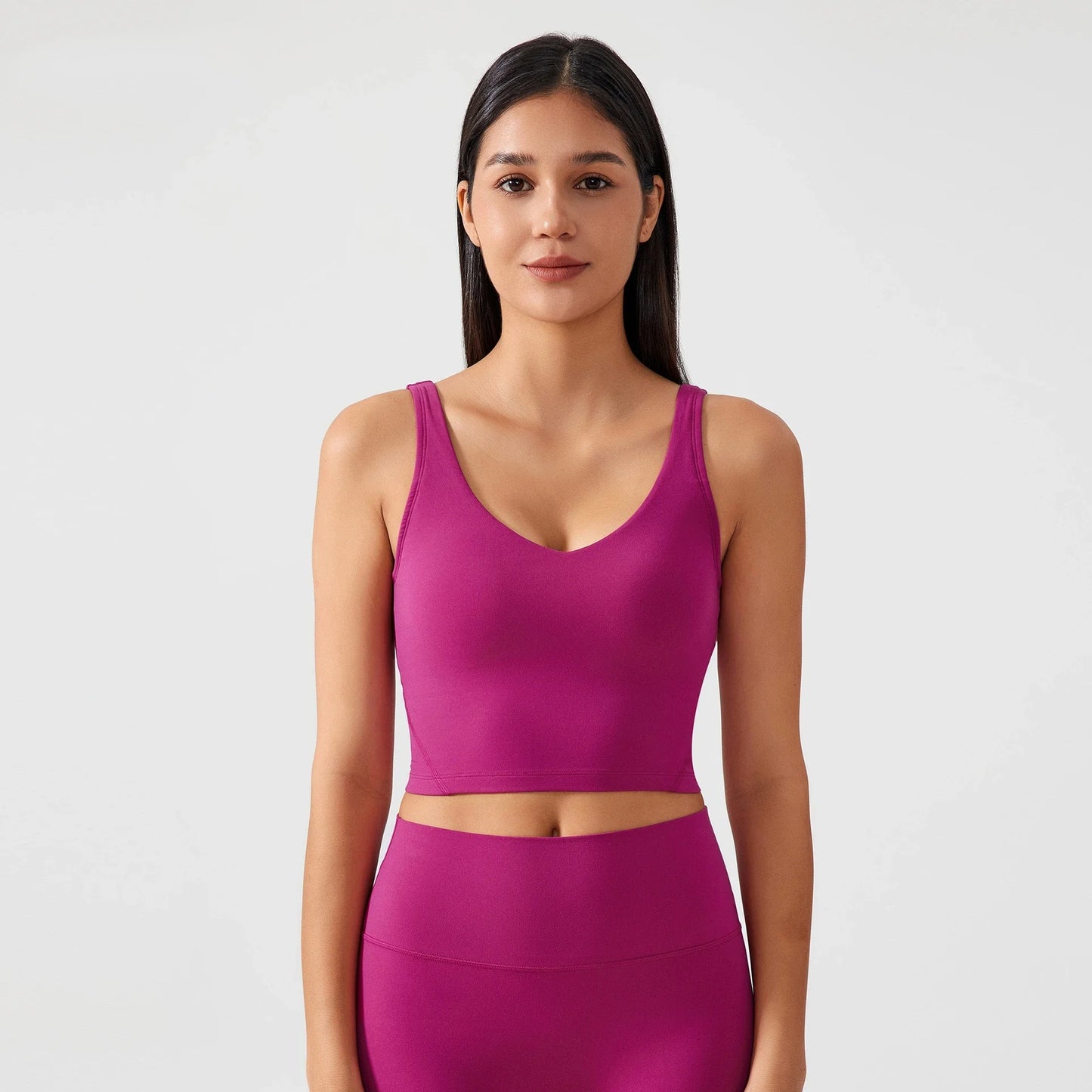 Sujetador deportivo para mujer, top de yoga con almohadilla fija para el pecho, chaleco de gimnasio a prueba de golpes, ropa de entrenamiento, top corto de fitness con espalda en forma de U