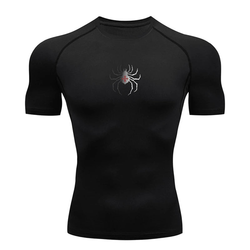 Camiseta deportiva con estampado de araña para hombre, de secado rápido, para gimnasio, ejercicio, trote, manga corta, transpirable, tallas S-3XL