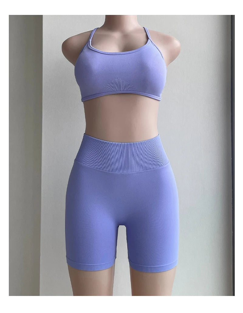 Pantalones cortos Pro Solid Seamless Half Pants Women Soft Fitness Outfits Yoga Pants Gym Running Bike Wear