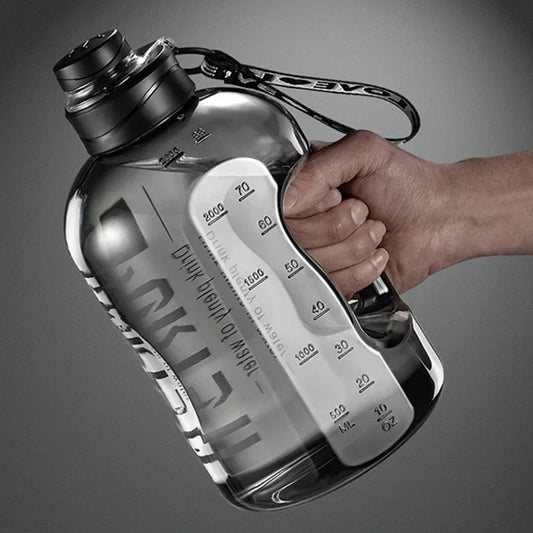 Botella de agua deportiva de 1,7 l/2,7 l para gimnasio, ciclismo, portátil, de gran capacidad, para fitness, camping, para hombre.