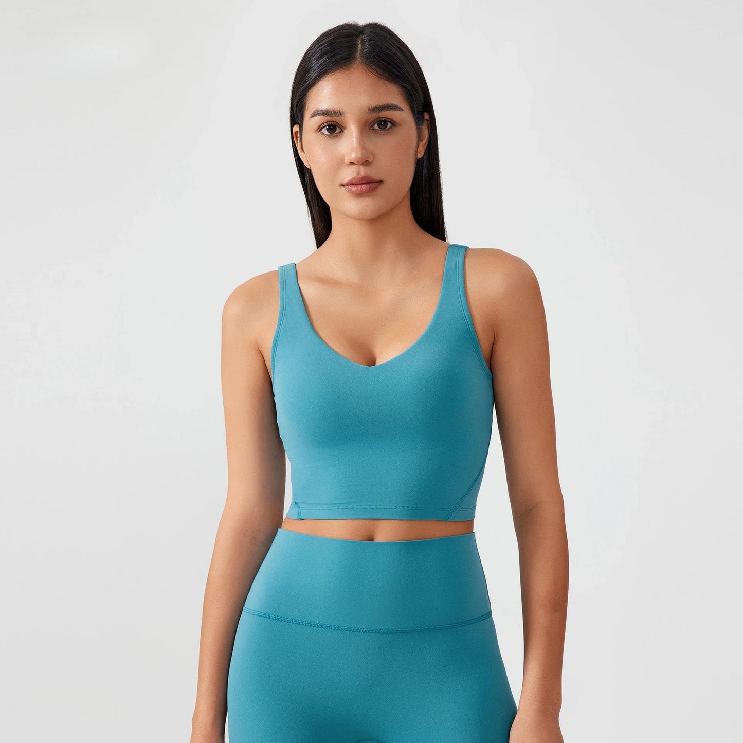Sujetador deportivo para mujer, top de yoga con almohadilla fija para el pecho, chaleco de gimnasio a prueba de golpes, ropa de entrenamiento, top corto de fitness con espalda en forma de U