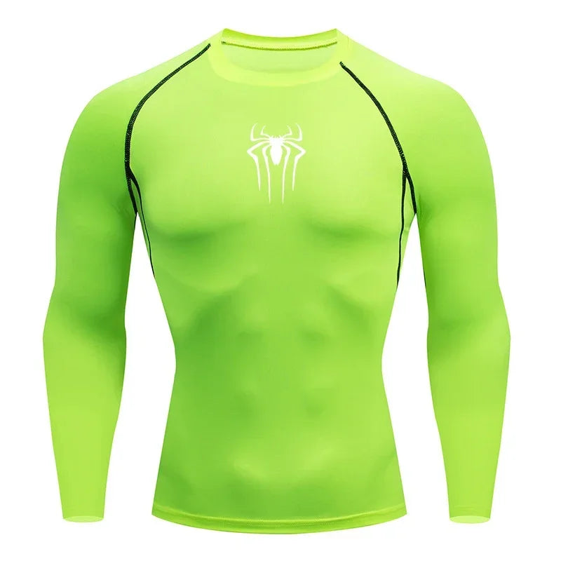 Camiseta de compresión de manga larga para hombre, ropa deportiva de verano para correr, transpirable, de secado rápido, elástica, tallas S-3XL