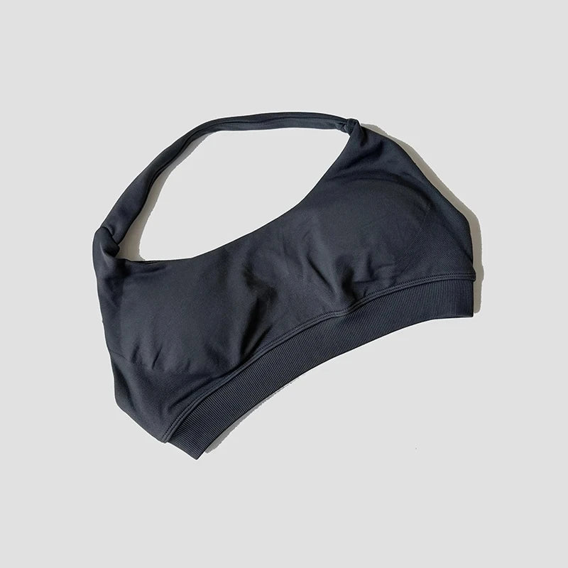 Sujetador deportivo sin costuras con cuello halter para mujer, sujetador push up de alta sujeción con espalda abierta, ropa deportiva para gimnasio, camiseta sin mangas para fitness, yoga y entrenamiento.