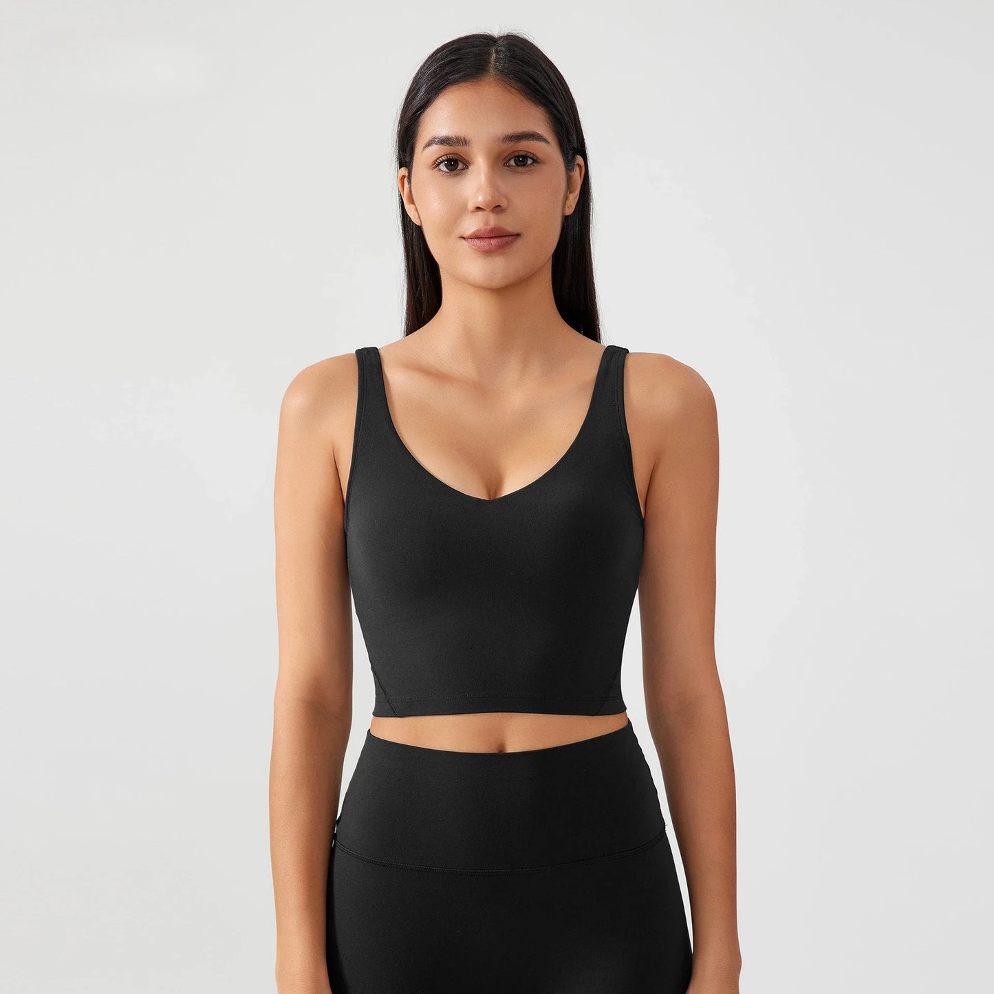 Sujetador deportivo para mujer, top de yoga con almohadilla fija para el pecho, chaleco de gimnasio a prueba de golpes, ropa de entrenamiento, top corto de fitness con espalda en forma de U
