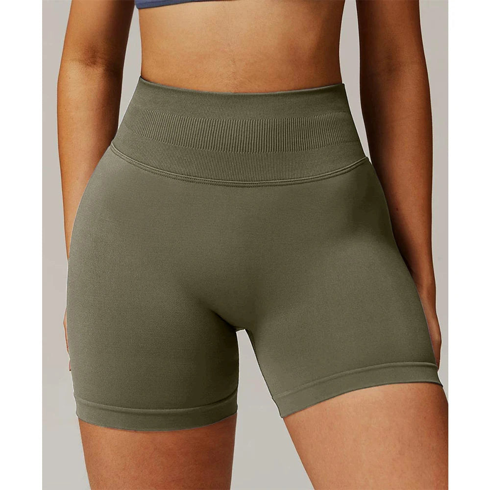 Pantalones cortos Pro Solid Seamless Half Pants Women Soft Fitness Outfits Yoga Pants Gym Running Bike Wear