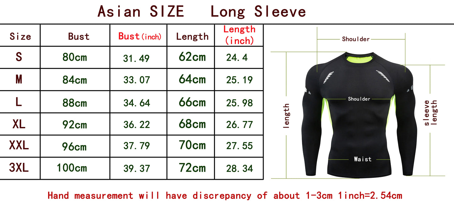 Camiseta de compresión de manga larga para hombre, ropa deportiva de verano para correr, transpirable, de secado rápido, elástica, tallas S-3XL