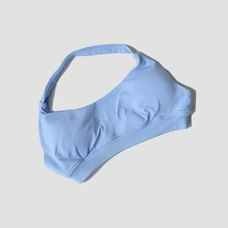 Sujetador deportivo sin costuras con cuello halter para mujer, sujetador push up de alta sujeción con espalda abierta, ropa deportiva para gimnasio, camiseta sin mangas para fitness, yoga y entrenamiento.