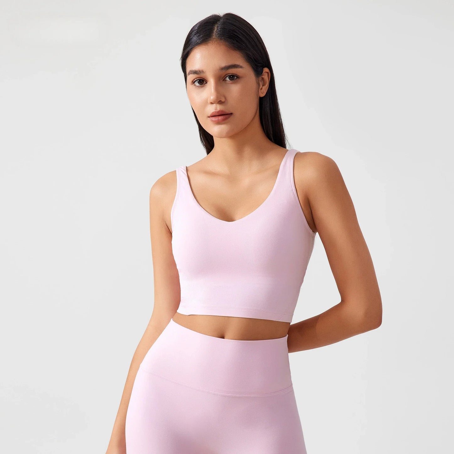 Sujetador deportivo para mujer, top de yoga con almohadilla fija para el pecho, chaleco de gimnasio a prueba de golpes, ropa de entrenamiento, top corto de fitness con espalda en forma de U