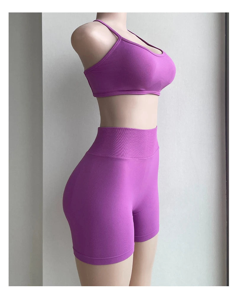Pantalones cortos Pro Solid Seamless Half Pants Women Soft Fitness Outfits Yoga Pants Gym Running Bike Wear
