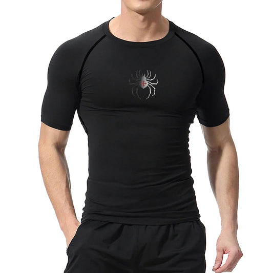 Camiseta deportiva con estampado de araña para hombre, de secado rápido, para gimnasio, ejercicio, trote, manga corta, transpirable, tallas S-3XL