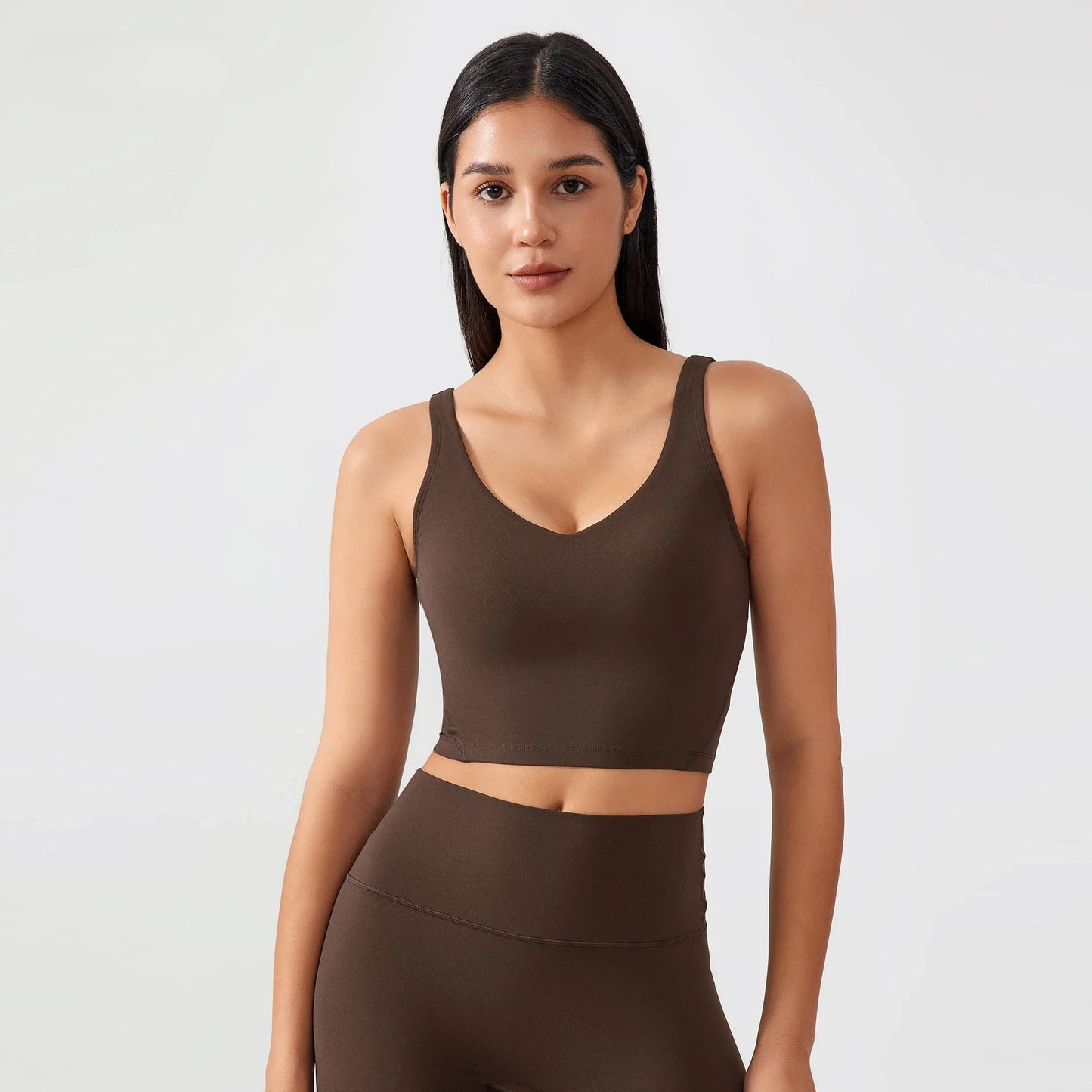 Sujetador deportivo para mujer, top de yoga con almohadilla fija para el pecho, chaleco de gimnasio a prueba de golpes, ropa de entrenamiento, top corto de fitness con espalda en forma de U
