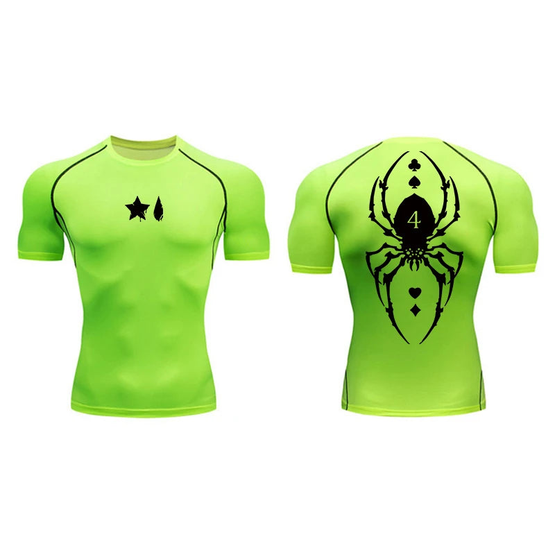 Camiseta de compresión con estampado de araña para hombre, deportiva, de secado rápido, de manga larga, para gimnasio, entrenamiento, fitness, ropa interior.