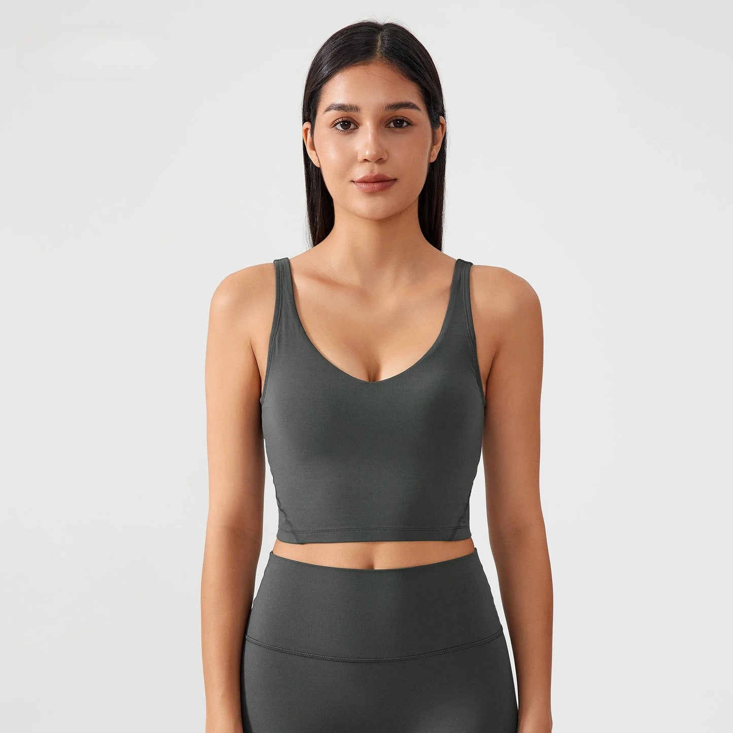 Sujetador deportivo para mujer, top de yoga con almohadilla fija para el pecho, chaleco de gimnasio a prueba de golpes, ropa de entrenamiento, top corto de fitness con espalda en forma de U