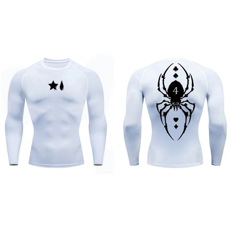 Camiseta de compresión con estampado de araña para hombre, deportiva, de secado rápido, de manga larga, para gimnasio, entrenamiento, fitness, ropa interior.