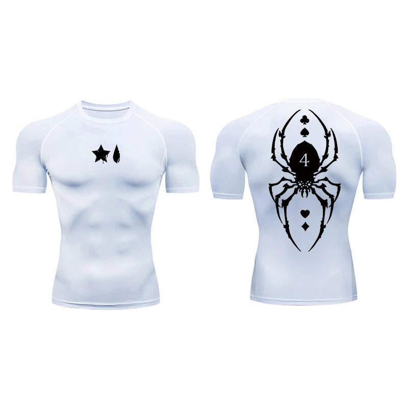 Camiseta de compresión con estampado de araña para hombre, deportiva, de secado rápido, de manga larga, para gimnasio, entrenamiento, fitness, ropa interior.