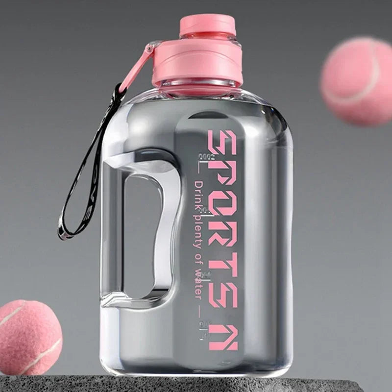 Botella de agua deportiva de 1,7 l/2,7 l para gimnasio, ciclismo, portátil, de gran capacidad, para fitness, camping, para hombre.