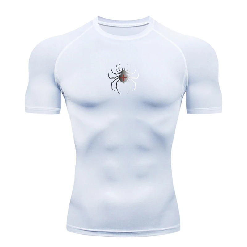 Camiseta deportiva con estampado de araña para hombre, de secado rápido, para gimnasio, ejercicio, trote, manga corta, transpirable, tallas S-3XL