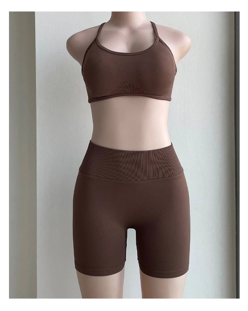 Pantalones cortos Pro Solid Seamless Half Pants Women Soft Fitness Outfits Yoga Pants Gym Running Bike Wear