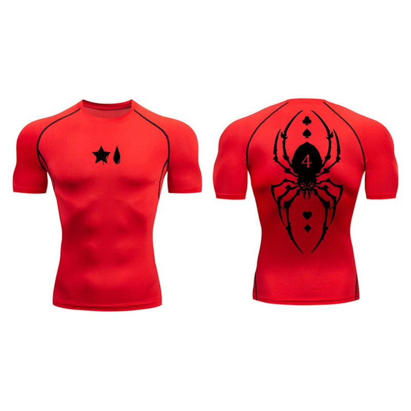 Camiseta de compresión con estampado de araña para hombre, deportiva, de secado rápido, de manga larga, para gimnasio, entrenamiento, fitness, ropa interior.
