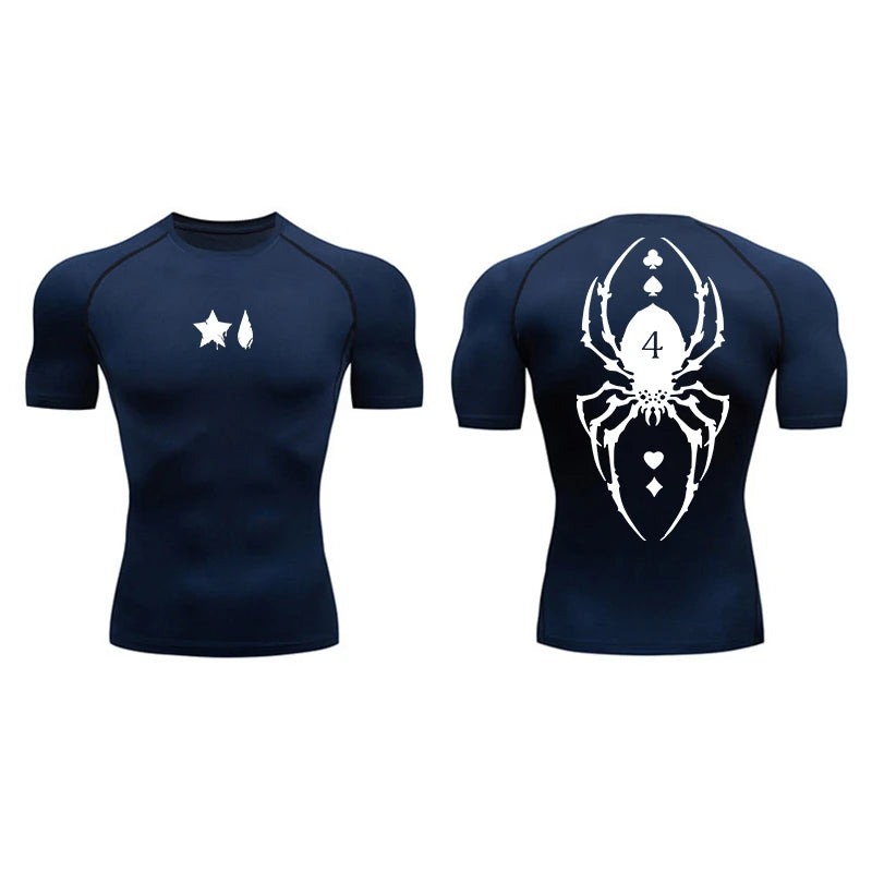 Camiseta de compresión con estampado de araña para hombre, deportiva, de secado rápido, de manga larga, para gimnasio, entrenamiento, fitness, ropa interior.