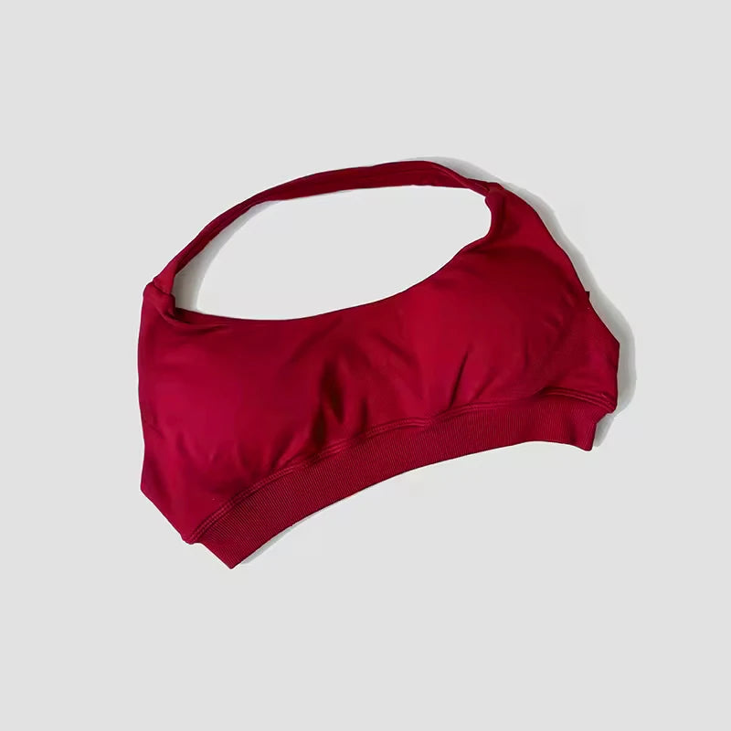 Sujetador deportivo sin costuras con cuello halter para mujer, sujetador push up de alta sujeción con espalda abierta, ropa deportiva para gimnasio, camiseta sin mangas para fitness, yoga y entrenamiento.