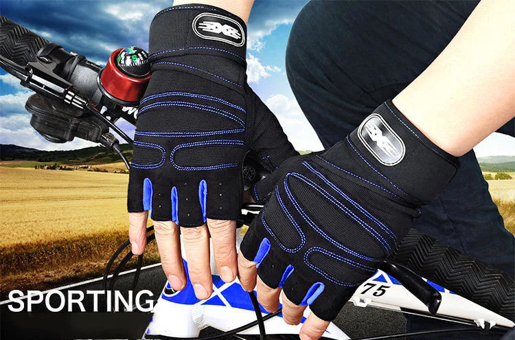 Guantes de gimnasio para hombres y mujeres, para fitness, levantamiento de pesas, muñequeras, entrenamiento de culturismo, deportes, ejercicio, ciclismo, a prueba de golpes.