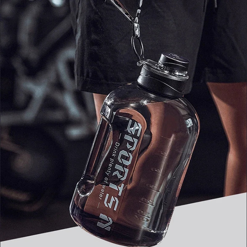 Botella de agua deportiva de 1,7 l/2,7 l para gimnasio, ciclismo, portátil, de gran capacidad, para fitness, camping, para hombre.