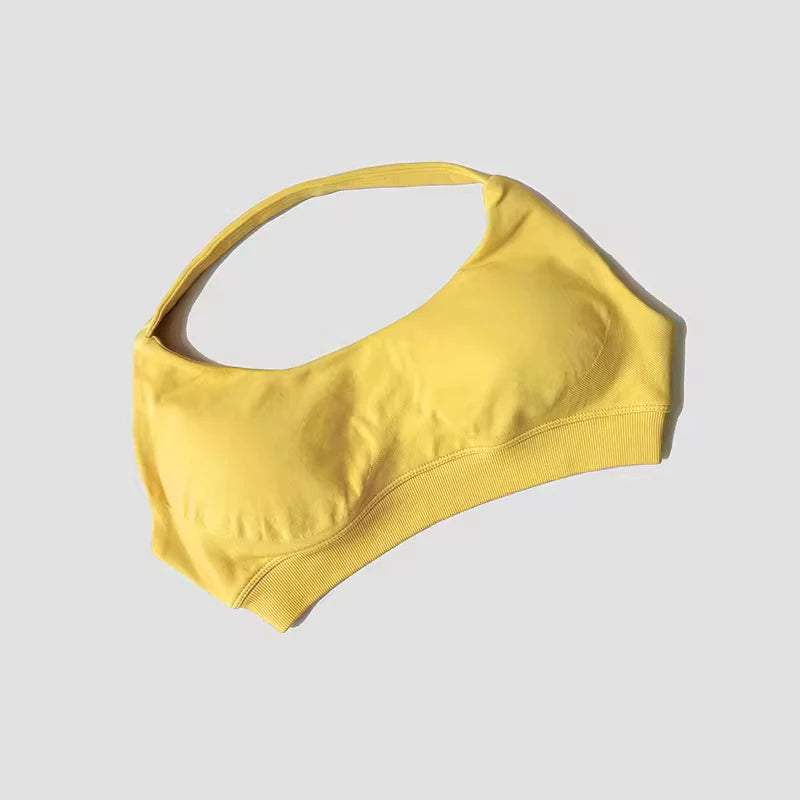 Sujetador deportivo sin costuras con cuello halter para mujer, sujetador push up de alta sujeción con espalda abierta, ropa deportiva para gimnasio, camiseta sin mangas para fitness, yoga y entrenamiento.