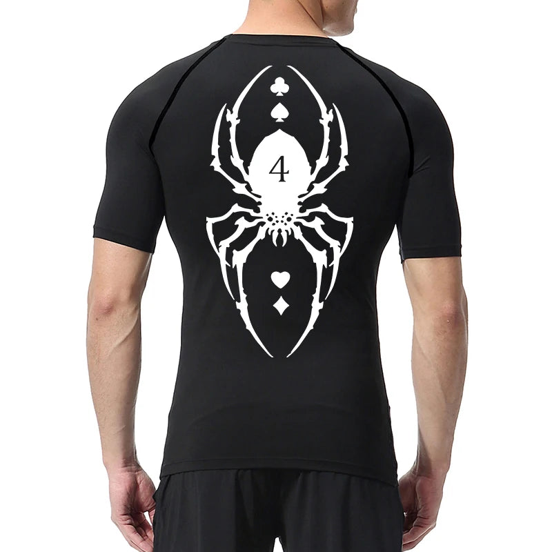 Camiseta de compresión con estampado de araña para hombre, deportiva, de secado rápido, de manga larga, para gimnasio, entrenamiento, fitness, ropa interior.