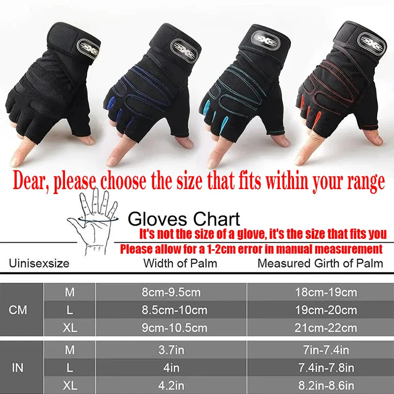 Guantes de gimnasio para hombres y mujeres, para fitness, levantamiento de pesas, muñequeras, entrenamiento de culturismo, deportes, ejercicio, ciclismo, a prueba de golpes.