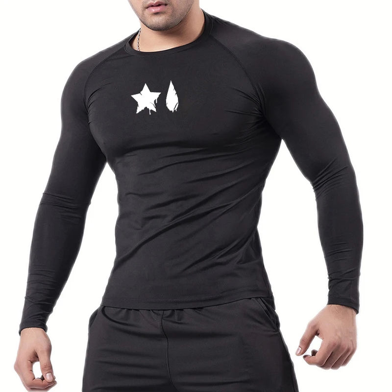 Camiseta de compresión con estampado de araña para hombre, deportiva, de secado rápido, de manga larga, para gimnasio, entrenamiento, fitness, ropa interior.
