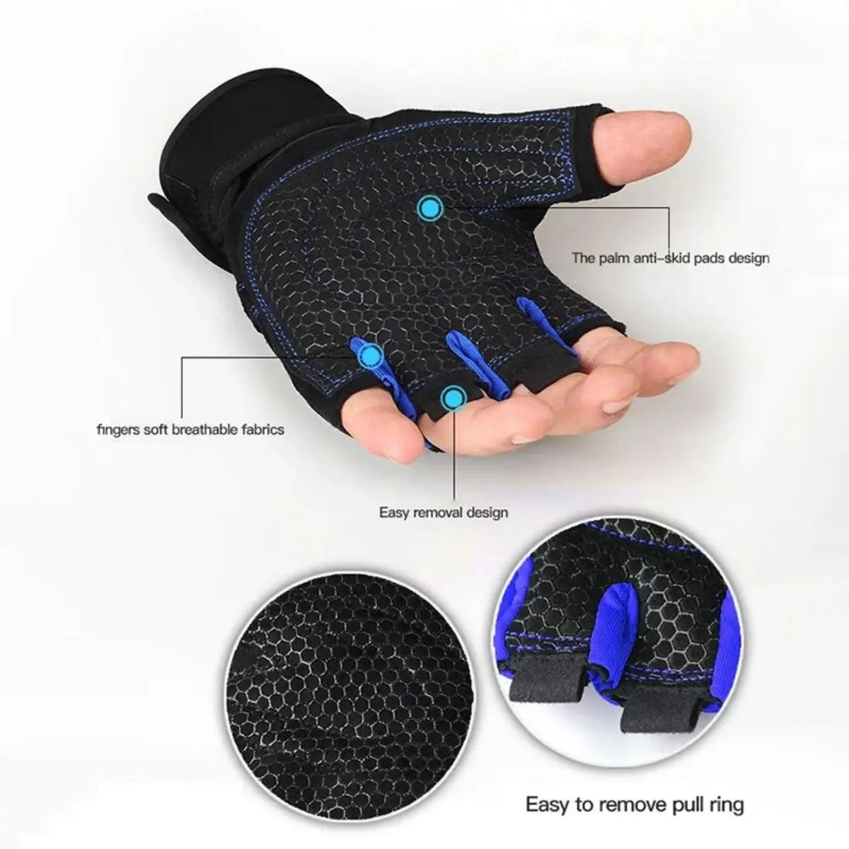 Guantes de gimnasio para hombres y mujeres, para fitness, levantamiento de pesas, muñequeras, entrenamiento de culturismo, deportes, ejercicio, ciclismo, a prueba de golpes.