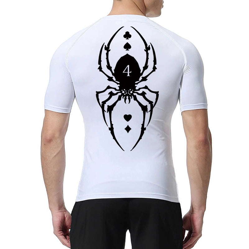 Camiseta de compresión con estampado de araña para hombre, deportiva, de secado rápido, de manga larga, para gimnasio, entrenamiento, fitness, ropa interior.