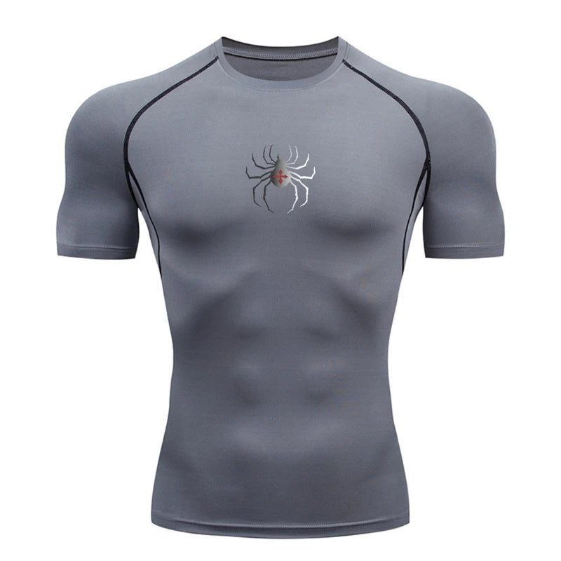 Camiseta deportiva con estampado de araña para hombre, de secado rápido, para gimnasio, ejercicio, trote, manga corta, transpirable, tallas S-3XL