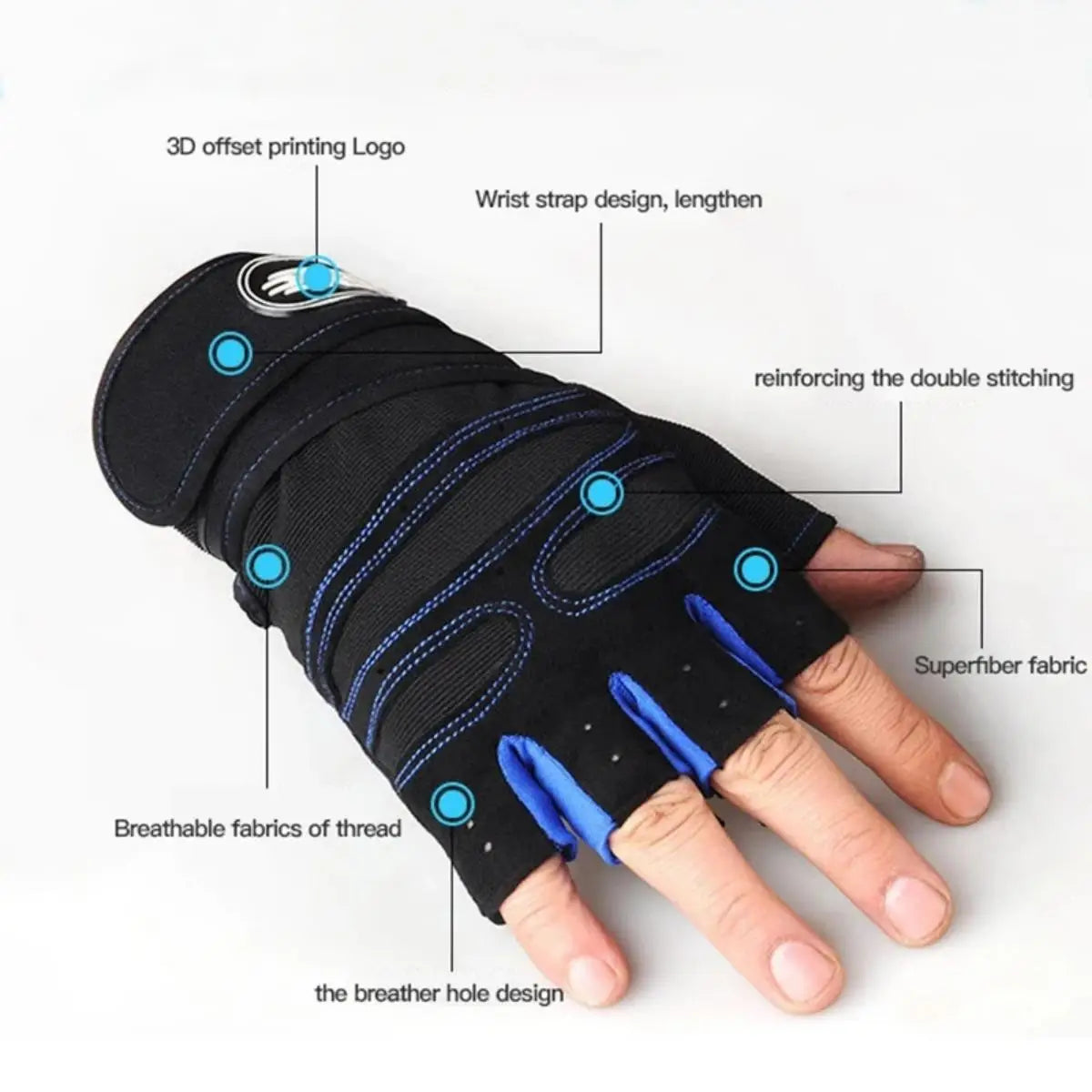 Guantes de gimnasio para hombres y mujeres, para fitness, levantamiento de pesas, muñequeras, entrenamiento de culturismo, deportes, ejercicio, ciclismo, a prueba de golpes.