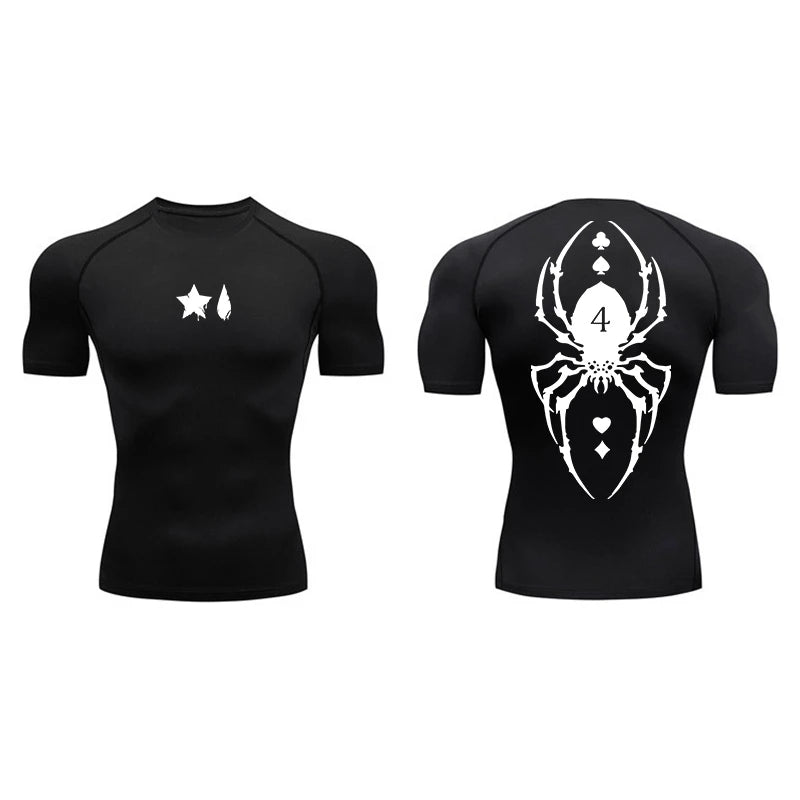 Camiseta de compresión con estampado de araña para hombre, deportiva, de secado rápido, de manga larga, para gimnasio, entrenamiento, fitness, ropa interior.