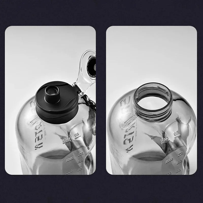 Botella de agua deportiva de 1,7 l/2,7 l para gimnasio, ciclismo, portátil, de gran capacidad, para fitness, camping, para hombre.