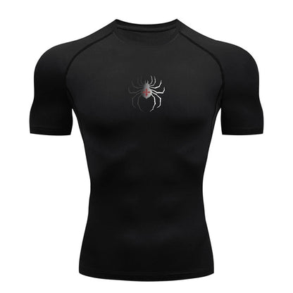 Camiseta deportiva con estampado de araña para hombre, de secado rápido, para gimnasio, ejercicio, trote, manga corta, transpirable, tallas S-3XL
