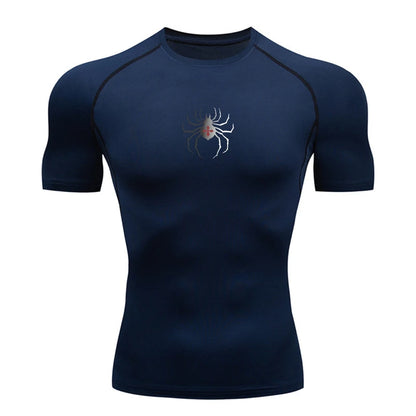 Camiseta deportiva con estampado de araña para hombre, de secado rápido, para gimnasio, ejercicio, trote, manga corta, transpirable, tallas S-3XL