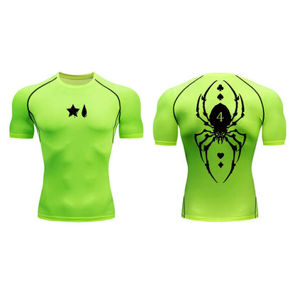 Camiseta de compresión con estampado de araña para hombre, deportiva, de secado rápido, de manga larga, para gimnasio, entrenamiento, fitness, ropa interior.