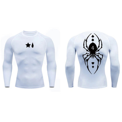 Camiseta de compresión con estampado de araña para hombre, deportiva, de secado rápido, de manga larga, para gimnasio, entrenamiento, fitness, ropa interior.