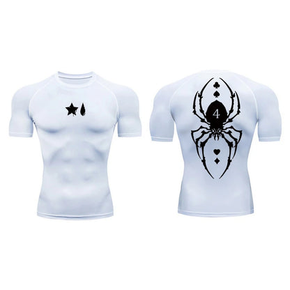 Camiseta de compresión con estampado de araña para hombre, deportiva, de secado rápido, de manga larga, para gimnasio, entrenamiento, fitness, ropa interior.